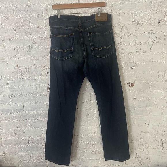 American Eagle Dark Tinted Indigo Relaxed Straight Denim Sz 33x32 - Picture 4 of 5